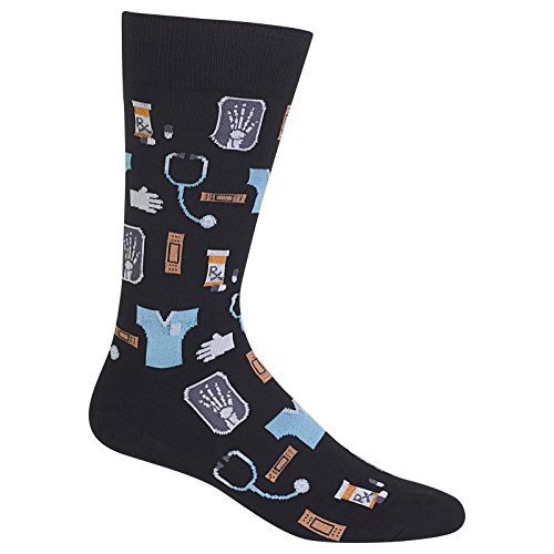 Hot Sox Men's Conversational Slack Crew Socks, Medical (Black), Shoe Size 6-12 / Sock Size 10-13