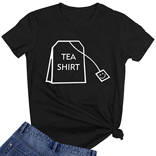 BLACKOO Teen Girl Funny T Shirts Women Cute Tops Junior Graphic Tee Black Medium