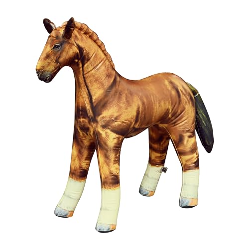 Jet Creations 38' L, Inflatable Horse Toys, Golden Brown Blow-Up Horse Toy Figure for Decoration or Play, Livestock Theme Party, Pool, Halloween, Birthday, VBS, Photo Prop, Easy to Inflate, 1 pc