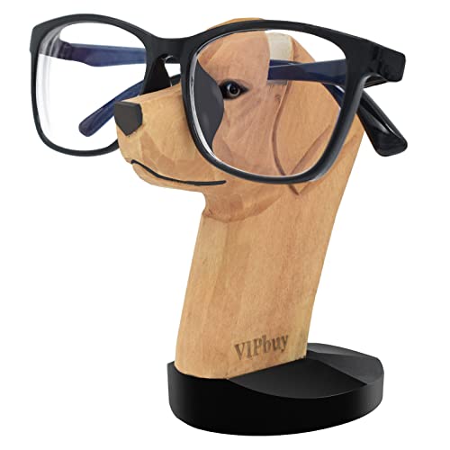 VIPbuy Handmade Labrador Retriever Shape Wood Carving Glasses Spectacle Holder Stand Sunglasses Display Rack Home Office Desk Décor Christmas Gift