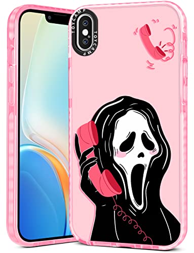 Toycamp for iPhone X & iPhone Xs Phone Case Cute Fun Funny Skull Skeleton Scary Face Design Cartoon Cover for Women Girls Boys Teens Kids Shockproof Protective Cases for Apple X/XS 5.8 Inch