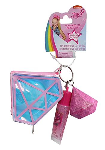 JoJo Siwa Diamond Lip Keychain Gloss, Balm and Coin Purse, Pink, Blue, One_Size