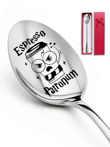 Advivio Funny Engraved Stainless Steel Espresso Spoons for Coffee Lovers Gifts, Harry Potter Easter Basket Coffee Ice Cream Spoop for Bookworms, Harry Potter Fans Thanksgiving Graduatiod Gifts