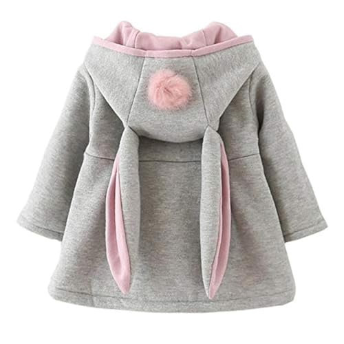 CoKate Infant Baby Girl Fall Winter Hooded Coat Sweet Rabbit Jackets Outerwear (Grey, 12-18 Months)