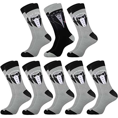 Moyel Groomsmen Socks，Groom Socks, Best Man Socks, Groomsmen Gifts Set of 8