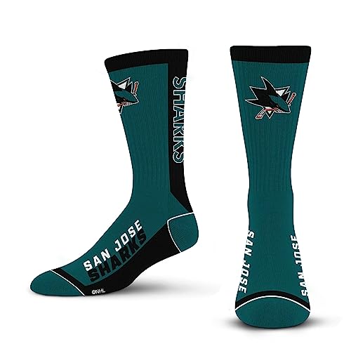 For Bare Feet NHL SAN JOSE SHARKS MVP Crew Sock Team Color Large