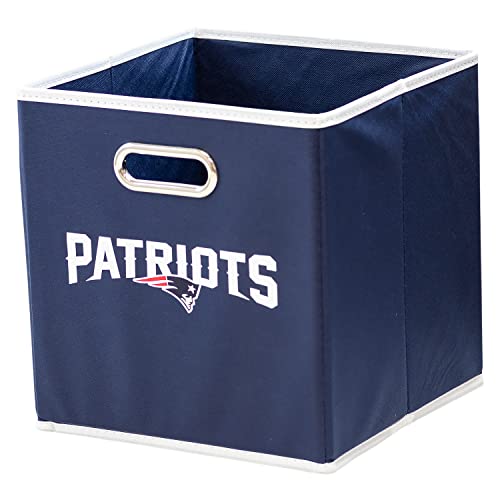 Franklin Sports NFL New England Patriots Collapsible Storage Bin - NFL Folding Cube Storage Container - Fits Bin Organizers - Fabric NFL Team Storage Cube