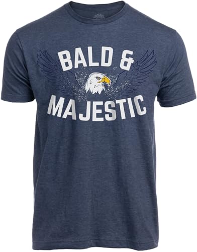 Ann Arbor T-shirt Co. Bald and Majestic | Funny Shaved Head Dad Joke Husband Grandpa Men Humor T-Shirt - X-Large