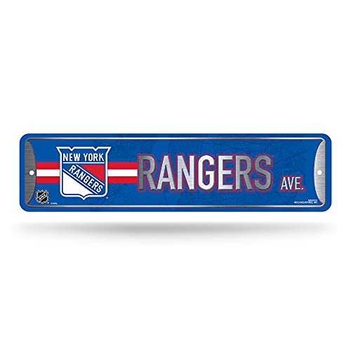 Rico Industries NHL Hockey New York Rangers Metal Street Sign 4' x 15' Home Décor - Bedroom - Office - Man Cave