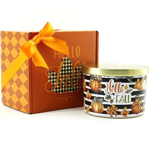 Fall Candles, Fall Decorations for Home - Fall Gifts for Women, Natural Soy Wax Pumpkin Spice Scented Candles(12.7oz)