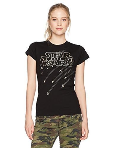 STAR WARS womens Last Flight Poster Logo Top Shirt, Black, Medium US