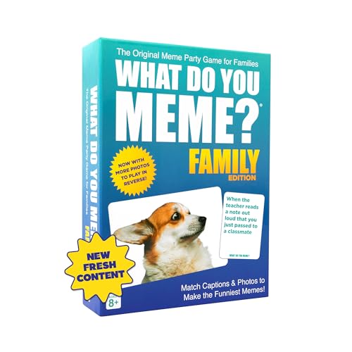 WHAT DO YOU MEME? Family Edition by Relatable, Memes, Kids Games for Kids 8+, Family Games for Kids and Adults, The TikTok Viral Sensation, Includes 300 Caption Cards, 65 Photo Cards