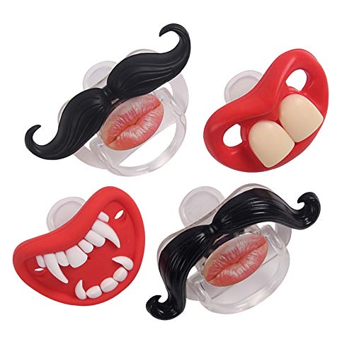 YAPROMO Halloween Pacifiers for Baby Funny Toddler Halloween Pacifiers 4 Pcs Mustache Pacifiers for Infant, BPA Free