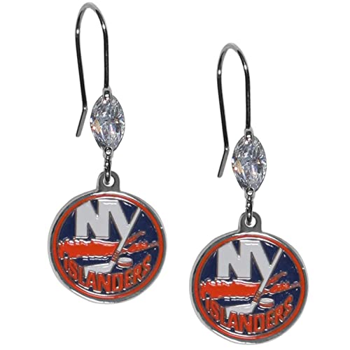 NHL Siskiyou Sports Womens New York Islanders Crystal Dangle Earrings One Size Team Color,white