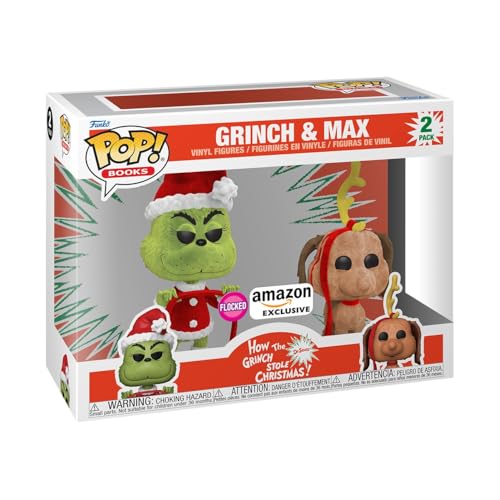 Funko Pop! Books: How The Grinch Stole Christmas - Grinch with Max, 2-Pack (Flocked), Amazon Exclusive