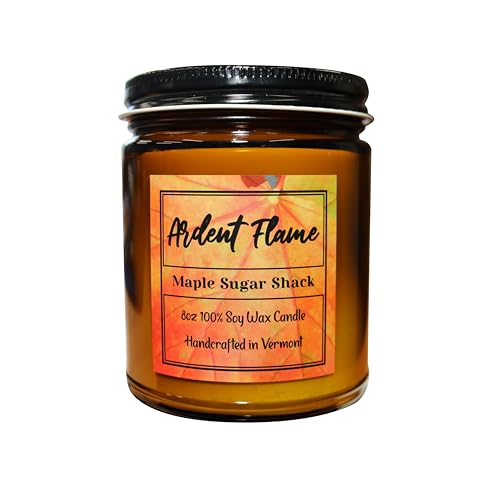 Ardent Flame Candles | Vermont Maple Sugar Shack | 100% Natural Soy Wax Candle for Home Decor | Highly Scented | Premium Fragrance | Handmade in Vermont, USA | 8 oz | Long Lasting | Great Gift