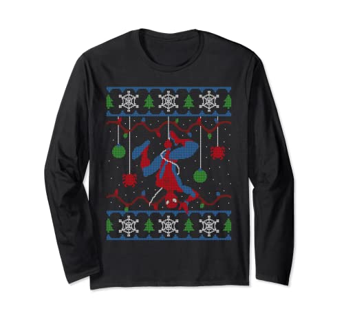 Marvel Spider-Man Upside Down Ugly Christmas Sweater Long Sleeve T-Shirt