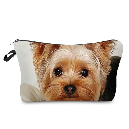 Livel lhood Yorkshire Terrier Dog Cosmetic Bag for Women Cute Small Makeup Bag for Purse Travel Toiletry Zipper Pouch for Girls Gift for Dog Lovers Yorkshire Terrier Dog Makeup Bag for Her