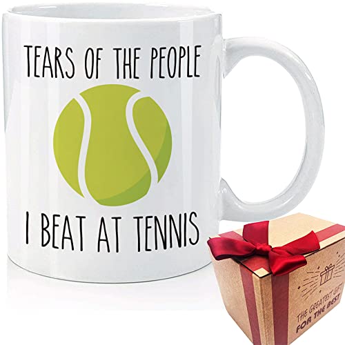 SUUURA-OO Novelty Tears of The People Tennis Mug Birthday Gifts for Tennis Lovers, Funny Tennis Player Coach Mug Gift, Funny Tennis Mug Gift for Tennis Players Friends Coworkers Siblings Dad Mom