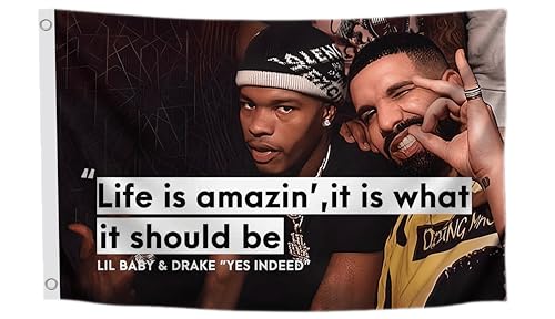 Drake Flag 3x5 Feet Funny Flags Banners Cool Room Decor for Guys in College Dorms Rapper Aesthetic rap Album Covers Wall Music Posters for Bedroom Rock Band Tapestry Funny Meme Garage for Men Durable