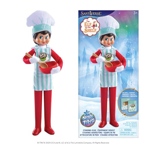 The Elf on the Shelf MagiFreez Christmas Chef Set for Your Scout Elf - Includes Magical Standing Pants, elf- Sized Chef’s hat and Apron, Bowl and Spoon and Flour and Sugar Boxes.