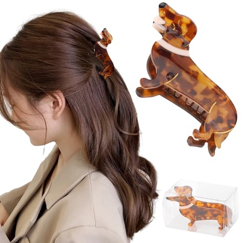 Hapdoo Dachshund Dog Hair Clips, Cute Animal Hair Claw Clip for Women Girls, Acetate Puppy Pet Hair Accessories Gifts