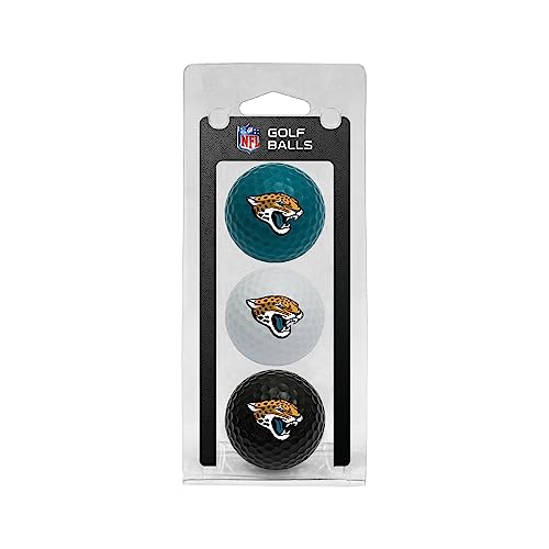 Team Golf NFL Jacksonville Jaguars 3 Golf Ball Pack Regulation Size Golf Balls, 3 Pack, Full Color Durable Team Imprint