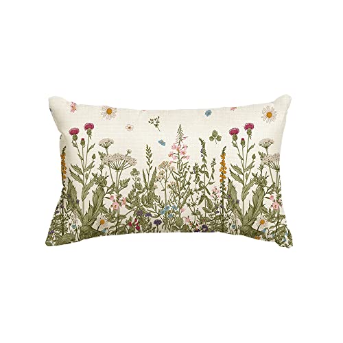 AVOIN colorlife Wildflowers Spring Throw Pillow Cover, 12 x 20 Inch Flower Cushion Case Decoration for Sofa Couch