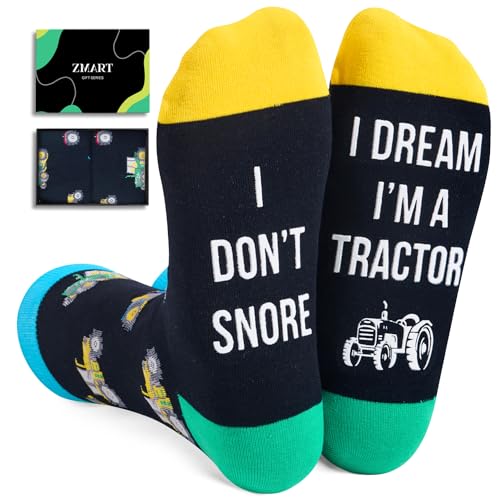 Zmart Funny Antique Tractor Gifts for Men Women - Tractor Birthday Gifts Farmer Gifts, Novelty Silly Tractor Socks for Teens, Stocking Stuffers