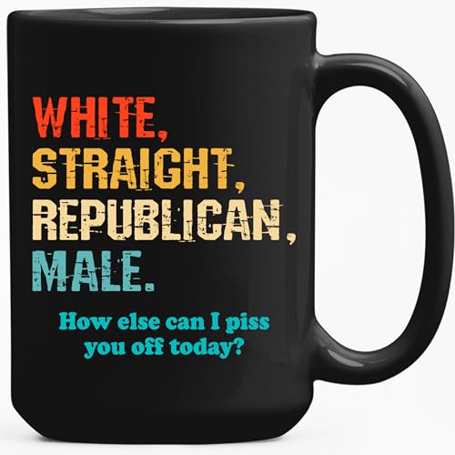 Funny Coffee Mugs For Men White Straight Republican Male Mug, Funny Political Gifts Proud Republican Mug Republican Gifts For Men Straight White Man Funny Republican Mugs Black Mug 15oz Starter Fluid