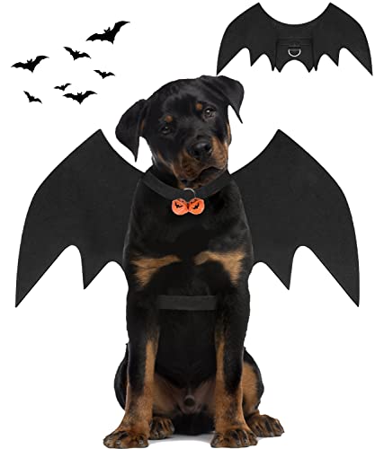 Halloween Dog Bat Wings Costume, Pet Halloween Cosplay Party Dress Up Costume for Large Dog(L) Black