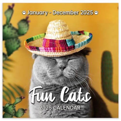 2025 Wall Calendar - January 2025 - December 2025, Funny Cat Calendar 2025, Wall Calendar Gag Gift, Funny Cat Memes Pics, 12'' x 24'' (Open), Funny Cat Calendar, Unruled Block, Hanging Hole, Holidays