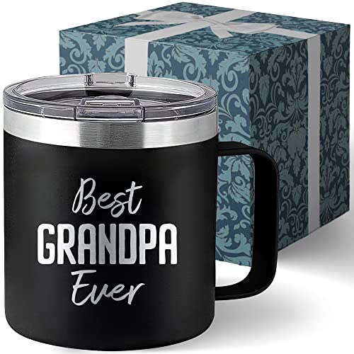 Papa Coffee Mug Best Grandpa Ever Mug - Christmas Grandpa Gifts for Papa Tumbler Grandpop Abuelo Gift - Paw Paw Gifts for Grandpa Mugs from Grandkids - Tumbler 14oz Stainless Steel Tumbler with Lid