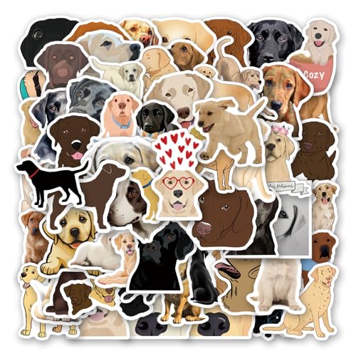 60pcs Labrador Retriever Stickers Vinyl Waterproof Aesthetic Cute Cartoon Animals Dog Decals Stickers for Laptop Water Bottles Skateboard Book Scrapbook Luggage Decals for Adults, Teens, Kids