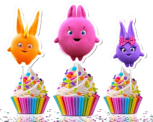 10 pcs Sunny Bunnies Cupcake Toppers - Delightful Sunny Bunny Decorations for Lovely Characters Celebrations!