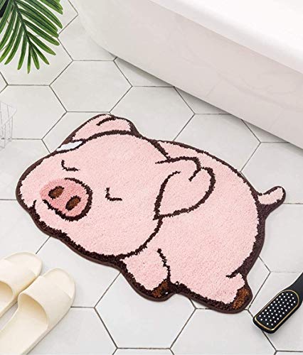 Pink Pig Design Cute Bathroom mat,Bath Rug,Showroom Bathmat,Non-Slip Bath Rugs,Play Carpet Area Rug,Photography Props,Home Decor,Indoor mat (Sleeping Pig)