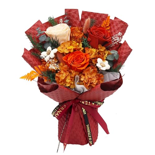 VTJMB Preserved Flowers Bouquet with Vase, Flowers for Delivery Prime, Preserved Flowers Gift for Valentine's Day, Mother's Day, Birthday, Anniversary