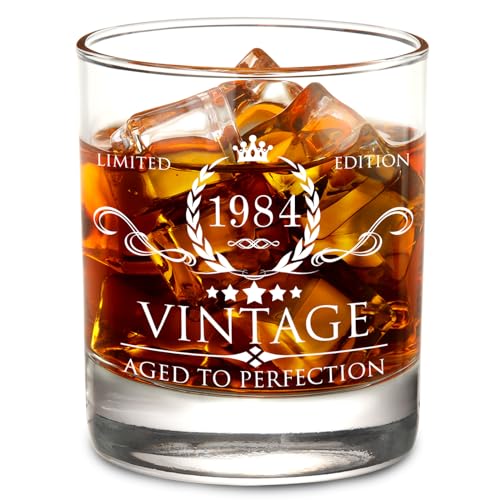 AOZITA 40th Birthday Gifts for Men - 40th Birthday Decorations for Men, Party Supplies - 40th Anniversary Ideas for Him, Dad, Husband, Friends - 11oz Whiskey Glass