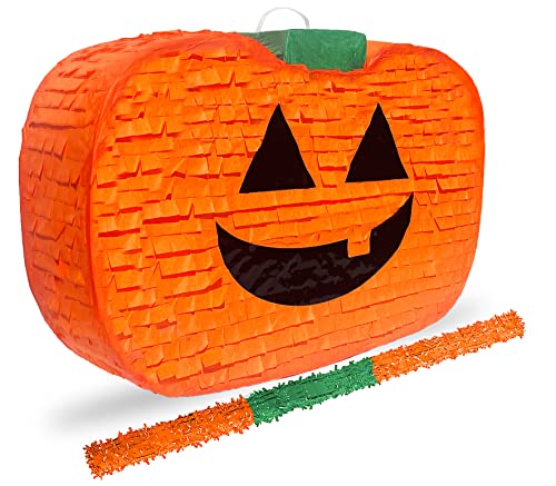 Halloween Pumpkin Piñata with stick 17'x10' Perfect for Halloween Party Decorations, Photo Prop, October Birthday, Funny and Spooky - Fits candy/favors: by Get a piñata