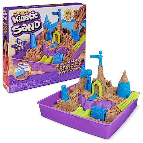 Kinetic Sand, Deluxe Beach Castle Playset with 2.5lbs of Beach Sand, Molds & Tools, Sensory Toys, Christmas Gifts for Kids Ages 3+