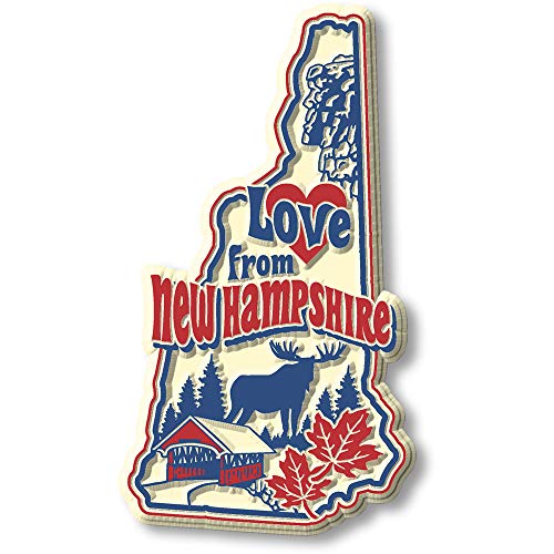 Love from New Hampshire Vintage State Magnet by Classic Magnets, Collectible Souvenirs Made in The USA, 2' x 3.5'