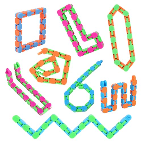 8Pcs Fidgets Wacky Tracks Fidget Toys for Kids Classroom Students School Prizes Gifts Sensory Autism Toys Snap Fidget Snake Click Toys for Adults Stress Relief ADD ADHD Autistic Keeps Fingers Busy