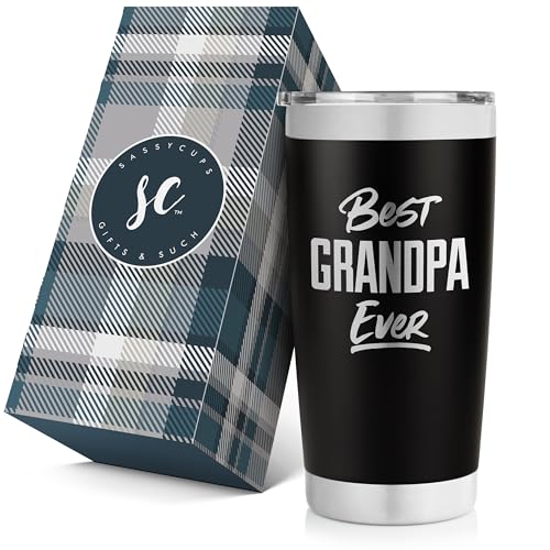 SassyCups Best Grandpa Ever Tumbler - Birthday Gift for Grandpa - Best Grandpa Gifts - Good Gifts for Grandpas, Grandpa Gifts for Birthday - Grandpa Mug, Grandpa Gifts from Grandkids, Old Man Gifts