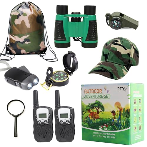 Nature Exploration Gear - Outdoor Adventure Kit with Walkie Talkies for Kids - Camping, Hiking, Backyard Toys - Creative Play Set for Boys and Girls