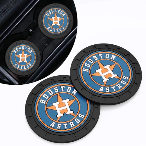 Astros Car Cup Holder Coasters for Baseball Fans,Huston Astros Car Coasters for Car Cup Holder,Baseball Stuffs Huston Astros Car Cup Holder Insert,Souvenir/Gifts for Baseball Fans,Car Cup Mat,2.75''