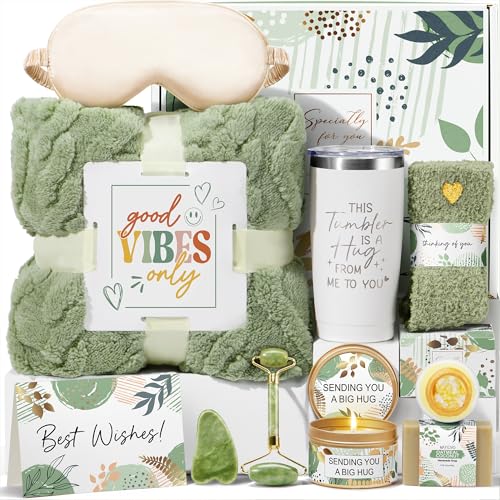 Self Care Gifts for Women Get Well Soon Gifts Basket, Birthday Gifts for Women Care Package Relaxing Spa Gifts Set Thinking of You Gifts with Blanket, Unique Gifts Idea for Mom Her Best Friend Sister