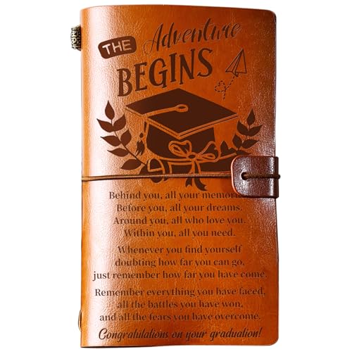 PRSTENLY Graduation Gifts Leather Journal, Graduation Gifts for Her Him 140 Page Refillable Journal, High School University College Graduation Gift Ideas for Women Men