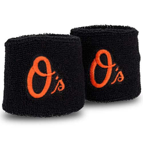 Franklin Sports Baltimore Orioles MLB Baseball Wristbands - MLB Team Logo Sweatbands - Great for Costumes + Uniforms - Pair , 2.5' x 2.5'