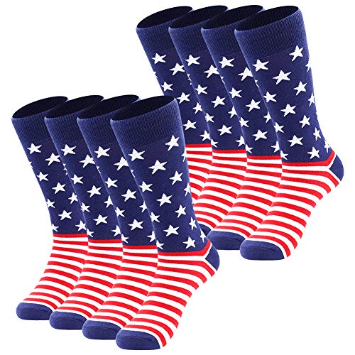 BISOUSOX American Flag Socks Groomsman Socks Mens Dress Socks 9-12 Funny Crazy Novelty Business Wedding Crew Socks