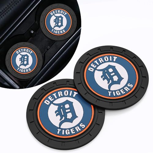 Tigers Car Cup Holder Coasters for Baseball Fans,Detroit Tigers Car Coasters for Car Cup Holder,Baseball Stuffs Detroit Tigers Car Cup Holder Insert,Souvenir/Gifts for Baseball Fans,Car Cup Mat,2.75''